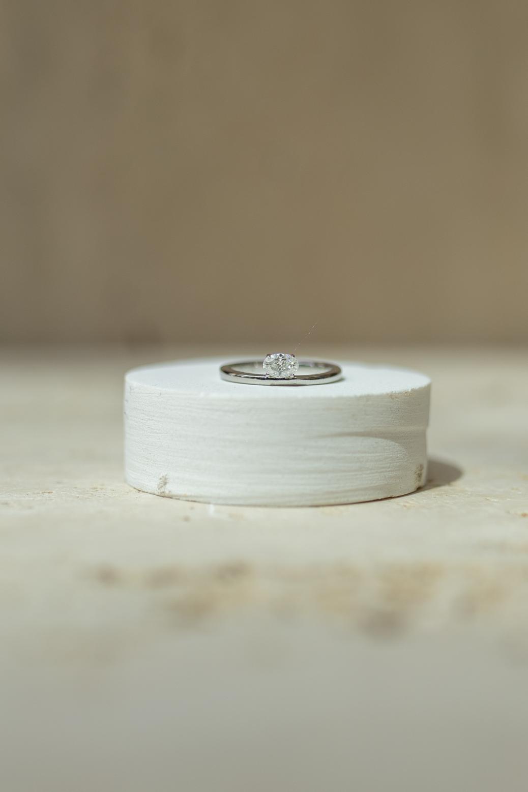 Anel Duplo Moissanite Glam 4x6mm Prata 925 Ródio Branco