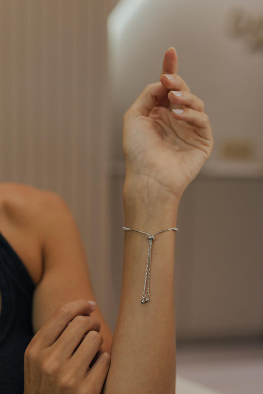 Pulseira Gravata Cristal Ródio Branco