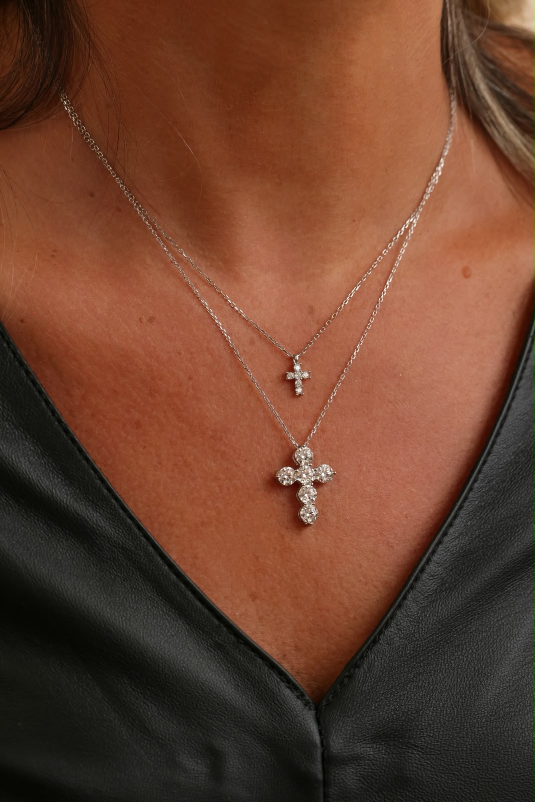 Colar Cruz Moissanite Prata 925 Ródio Branco
