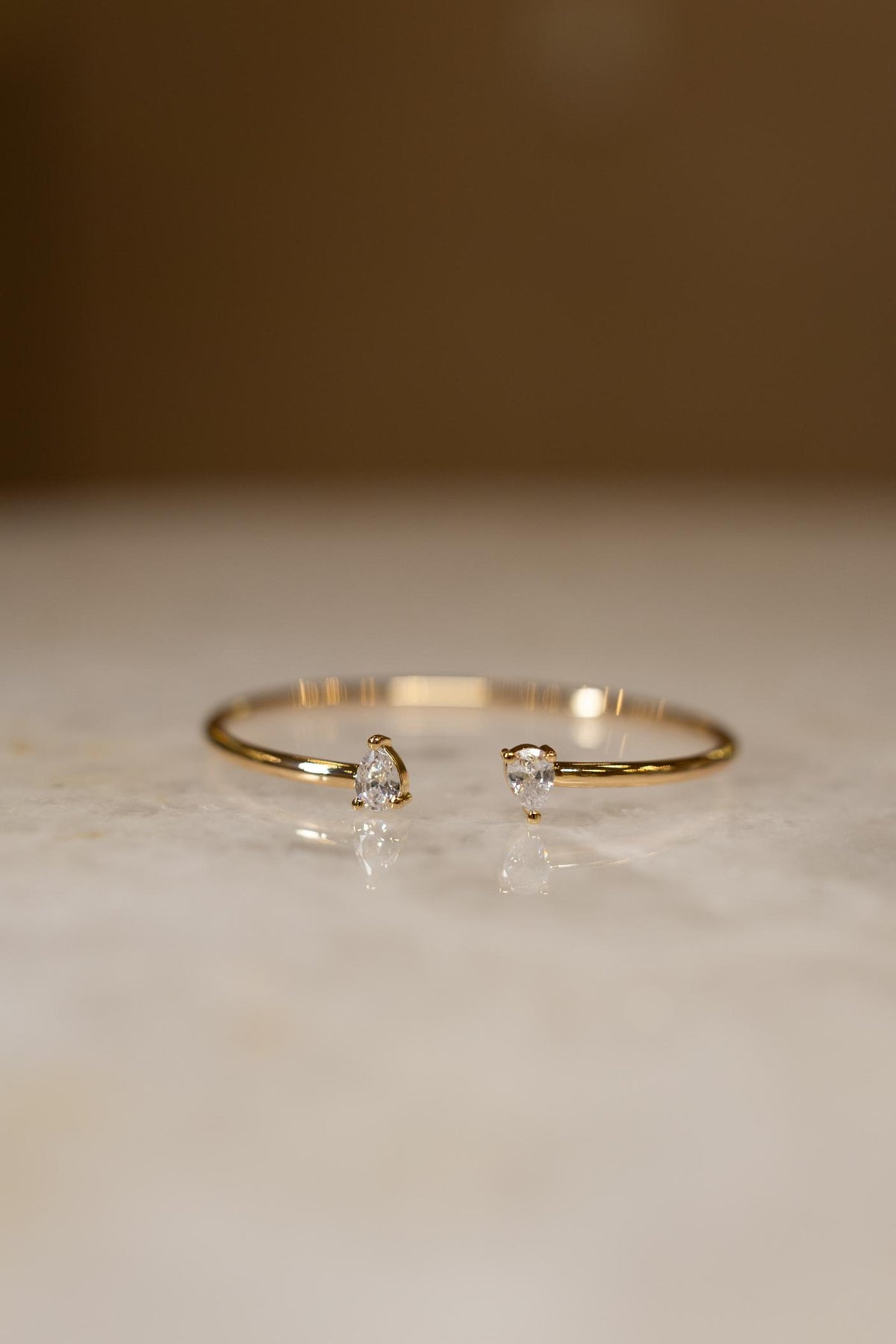Bracelete 2 Gotas Cristal Dourado