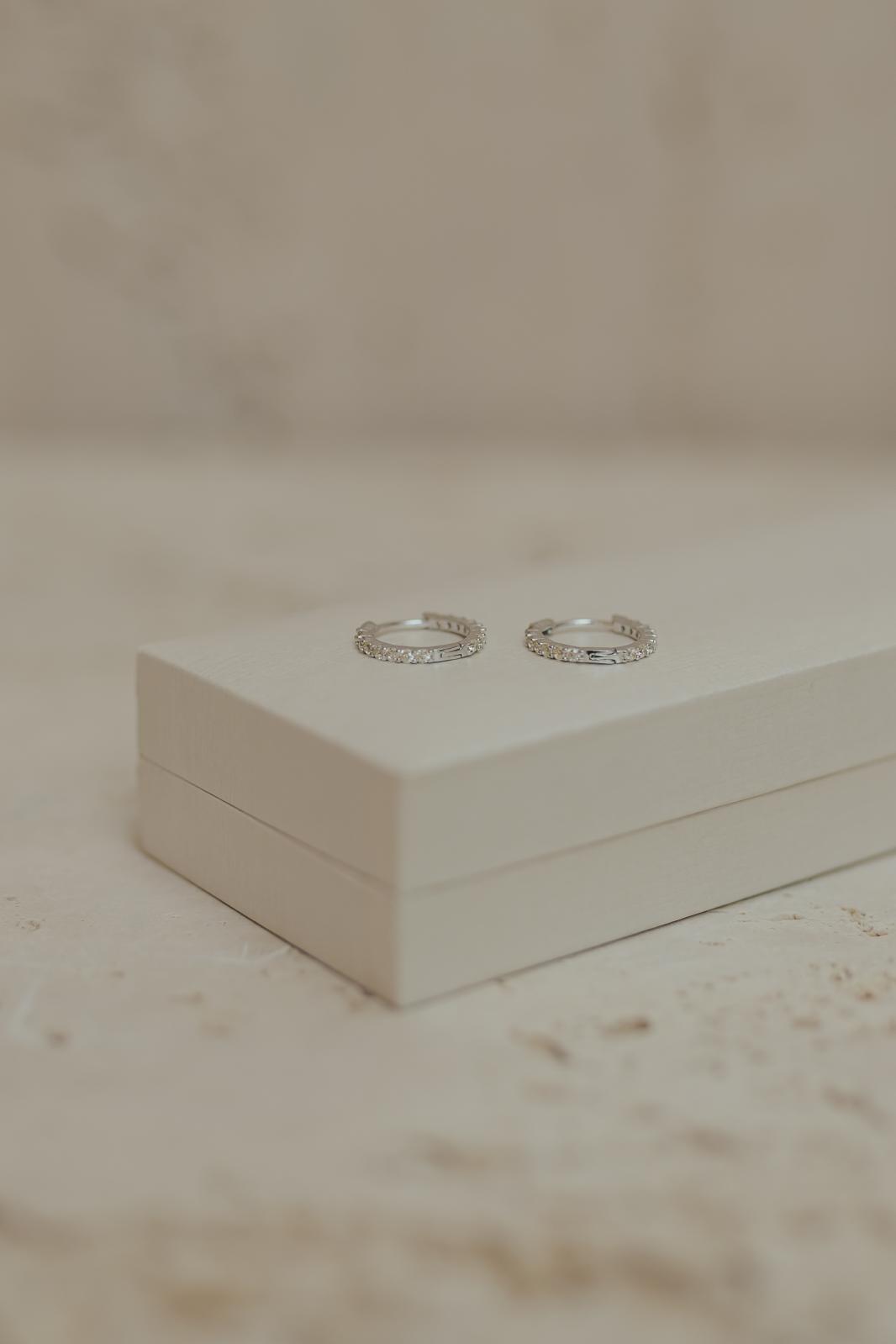 Brinco Argola Inteira Cravejada Prata 925 Ródio Branco