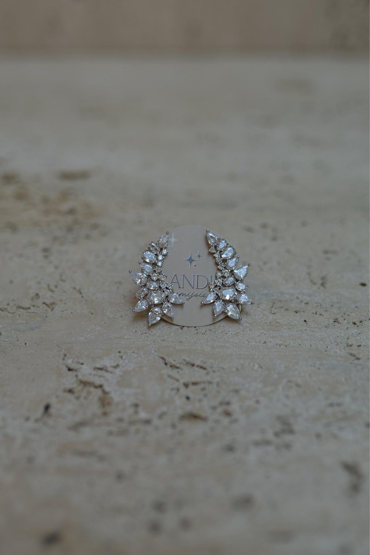 Brinco Ear Cuff Cristal Zircônias Ródio Branco