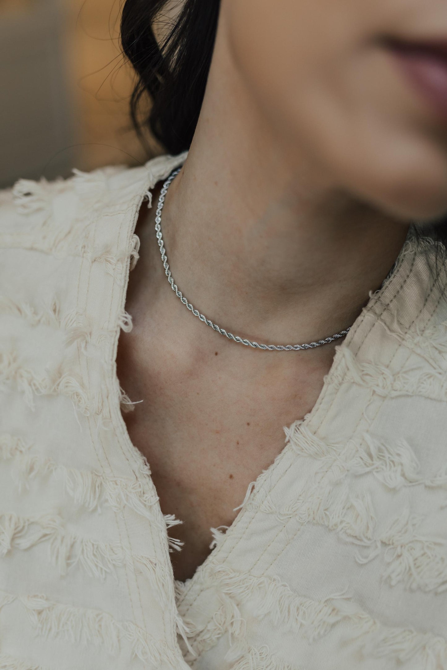 Colar Cordão Baiano 2,5 mm Ródio Branco