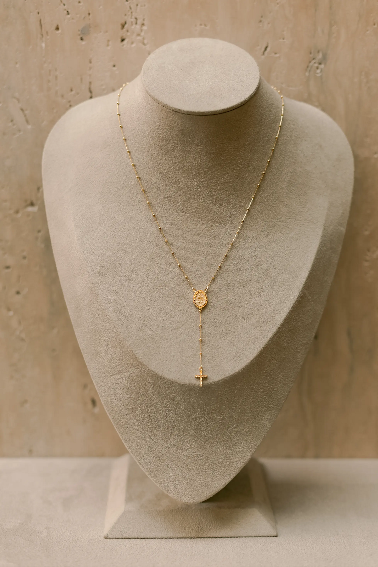 Colar Terço Nossa Senhora das Graças Dourado