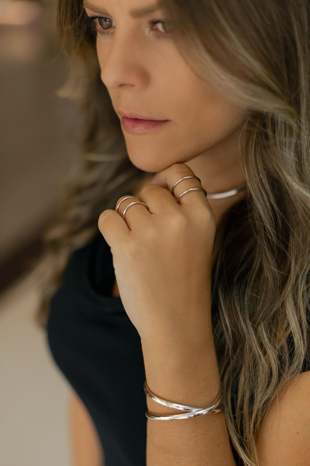 Choker Aro Tubo Liso Ródio Branco