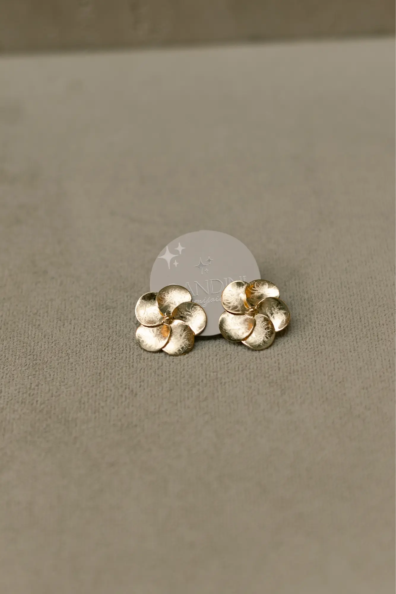 Brinco Flor Escovada 5 Pétalas Dourado