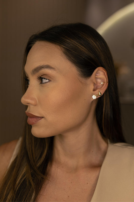 Piercing Fake Pérola Única Dourado