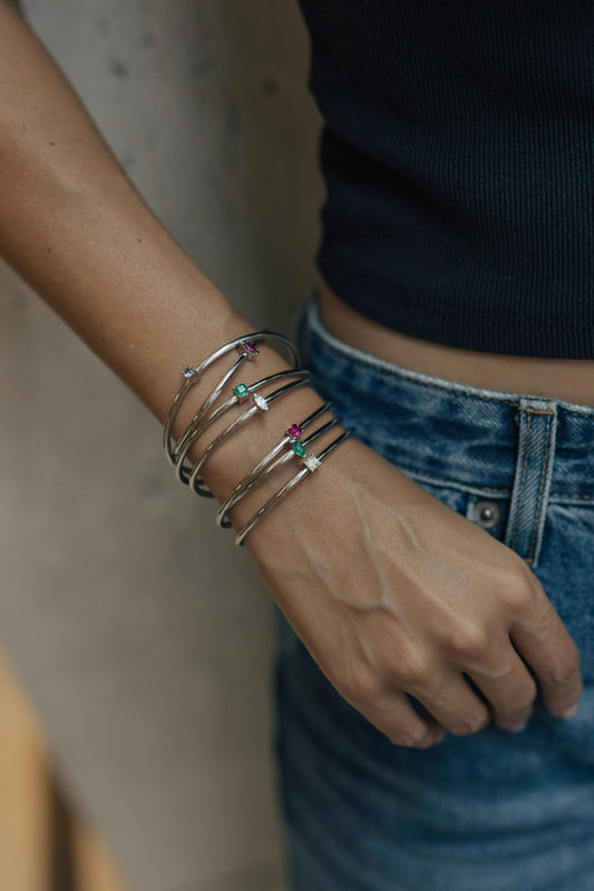 Bracelete Zircônia Ródio Branco