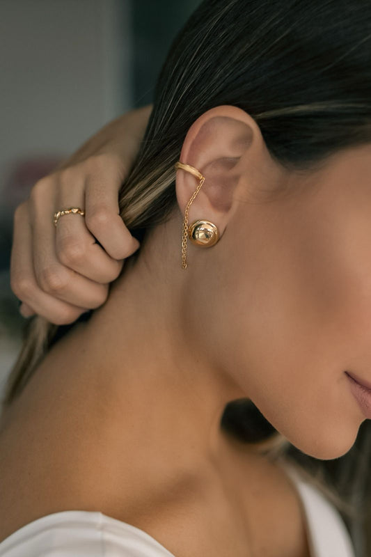 Brinco Botão Liso Dourado