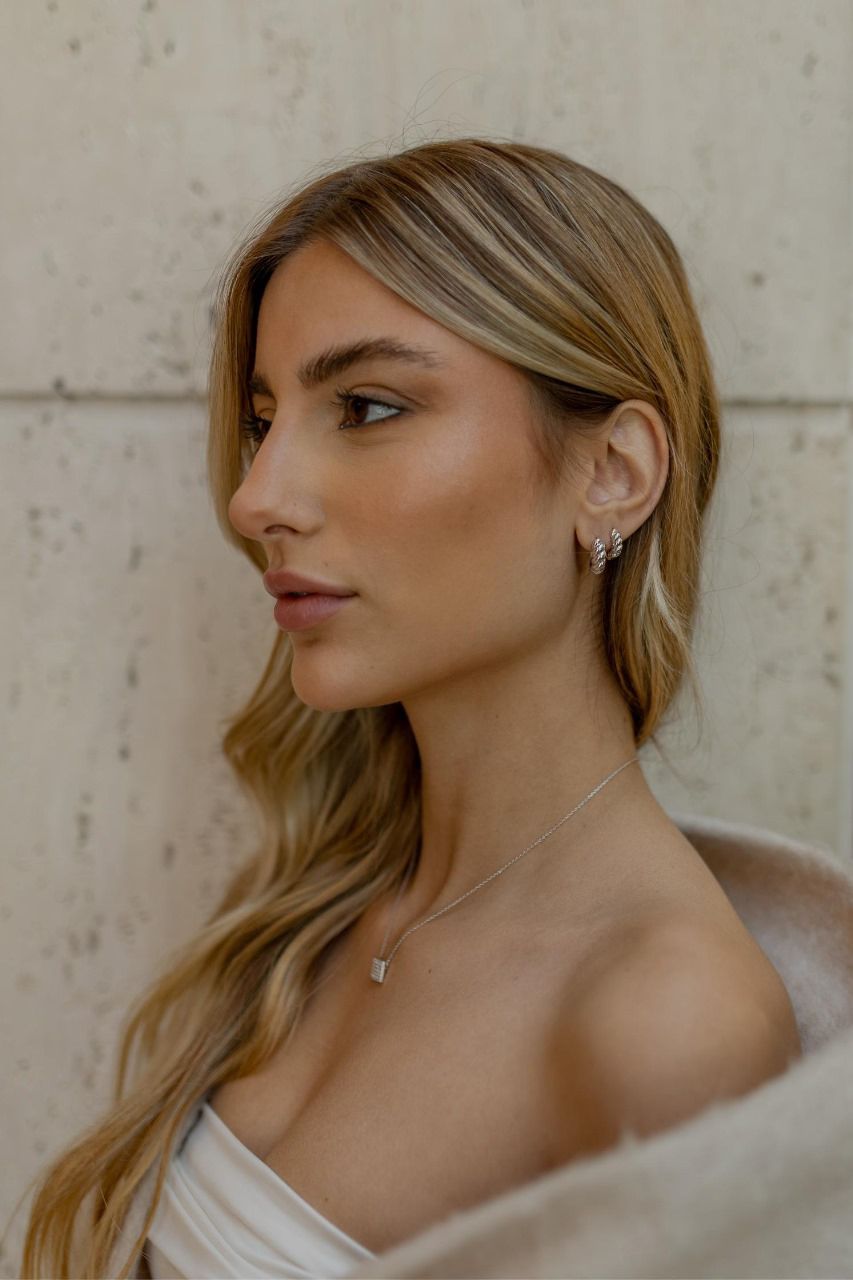 Brinco Argola Croissant M Ródio Branco