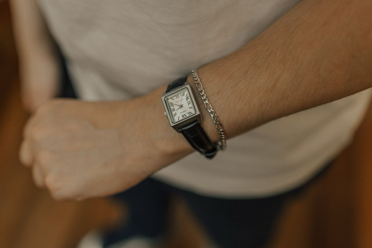 Pulseira Masculina Elos Fígaro Ródio Branco