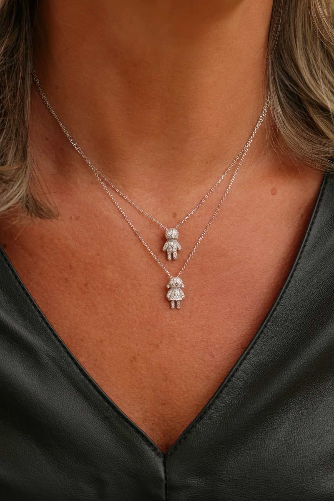Colar Filhos Menino Moissanite Prata 925 Ródio Branco