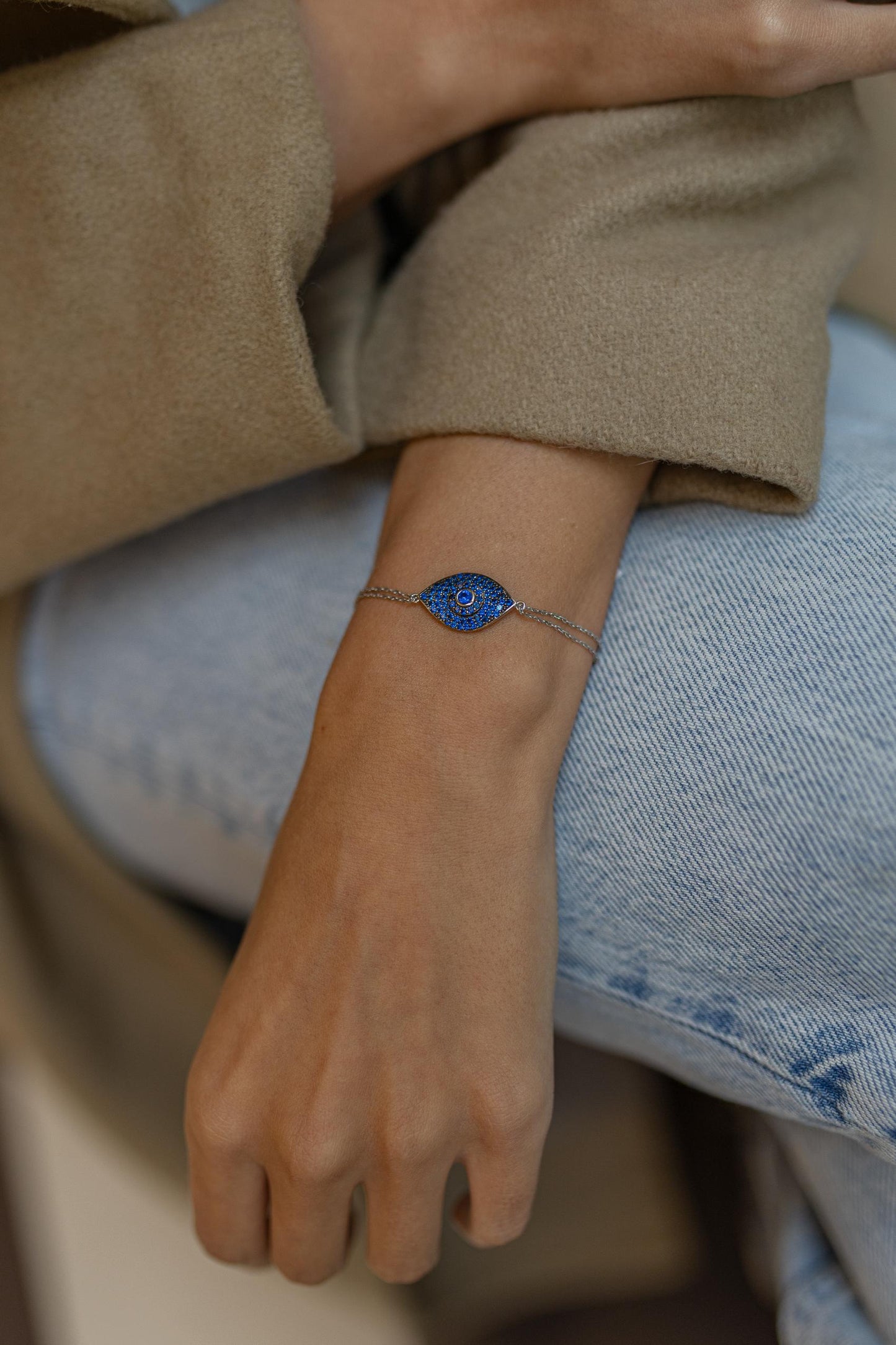 Pulseira Olho Grego na Prata 925 Ródio Branco