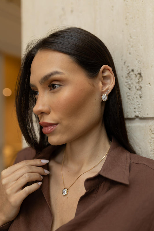 Colar Pavê Oval Dourado