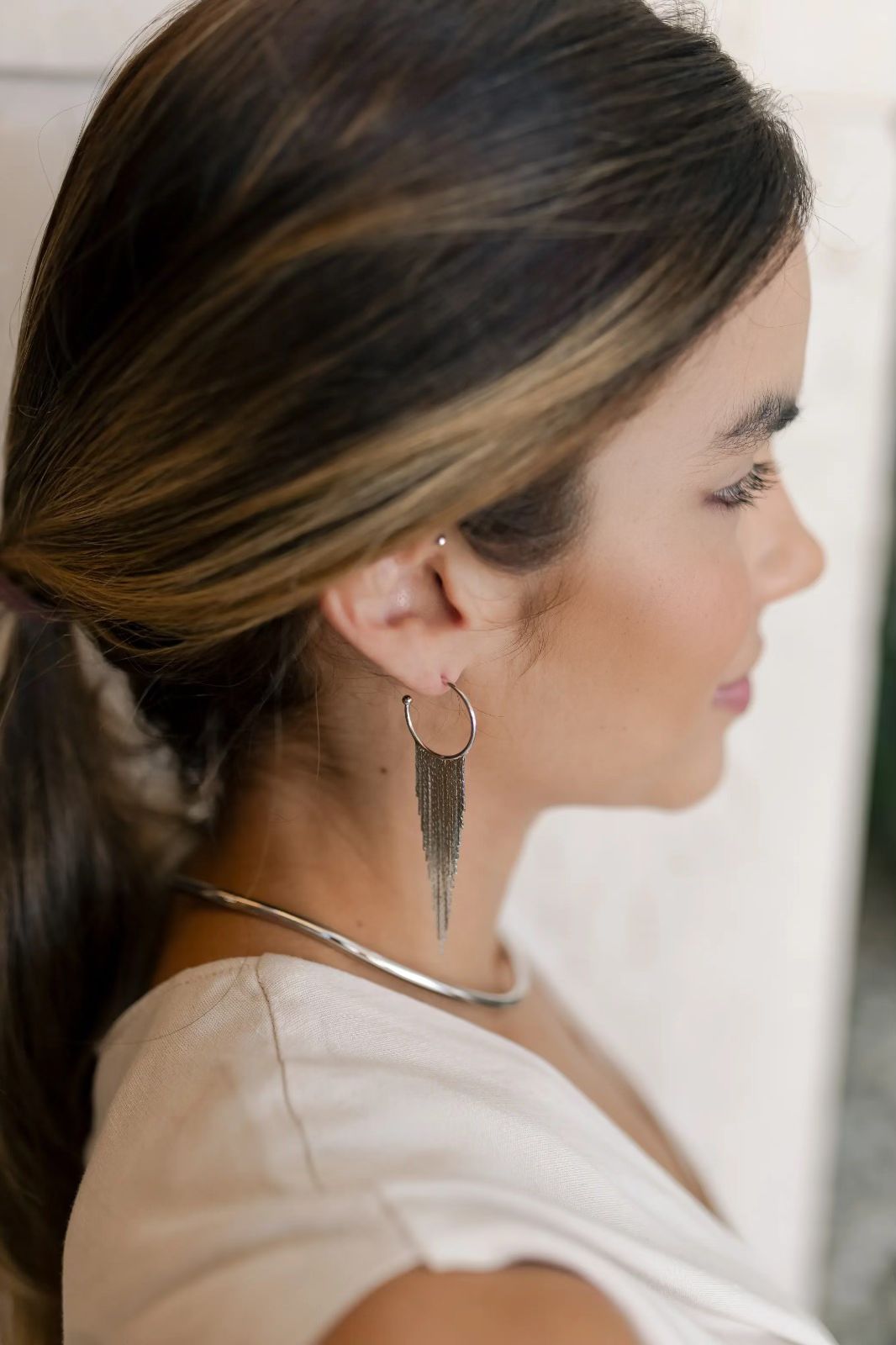 Choker Aro Tubo Liso Ródio Branco