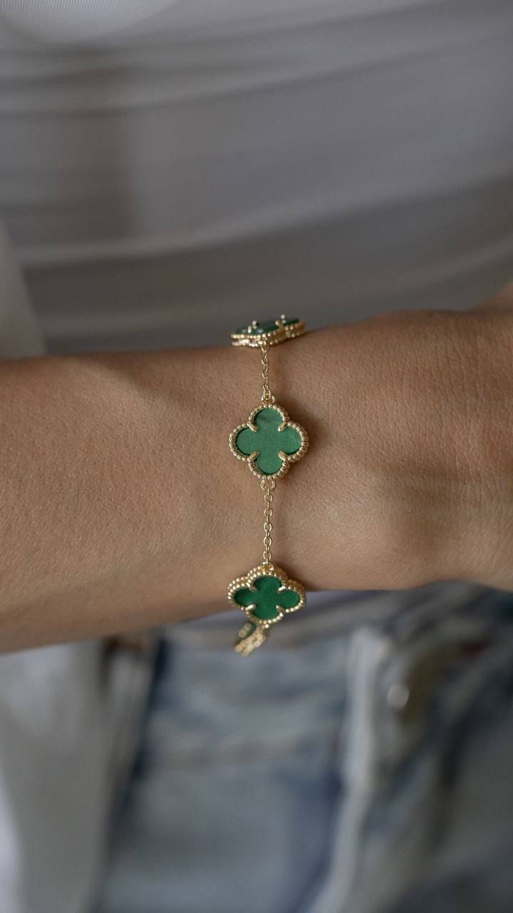 Pulseira Trevo Verde Dourado