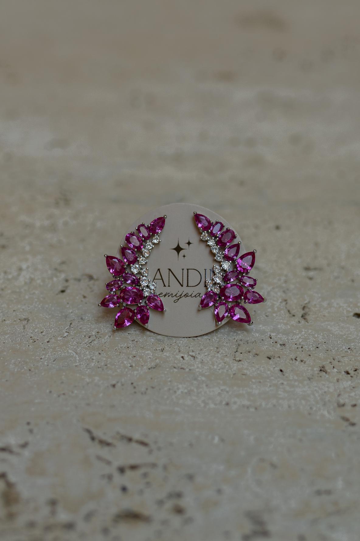 Brinco Ear Cuff Ribelita Zircônias Ródio Branco