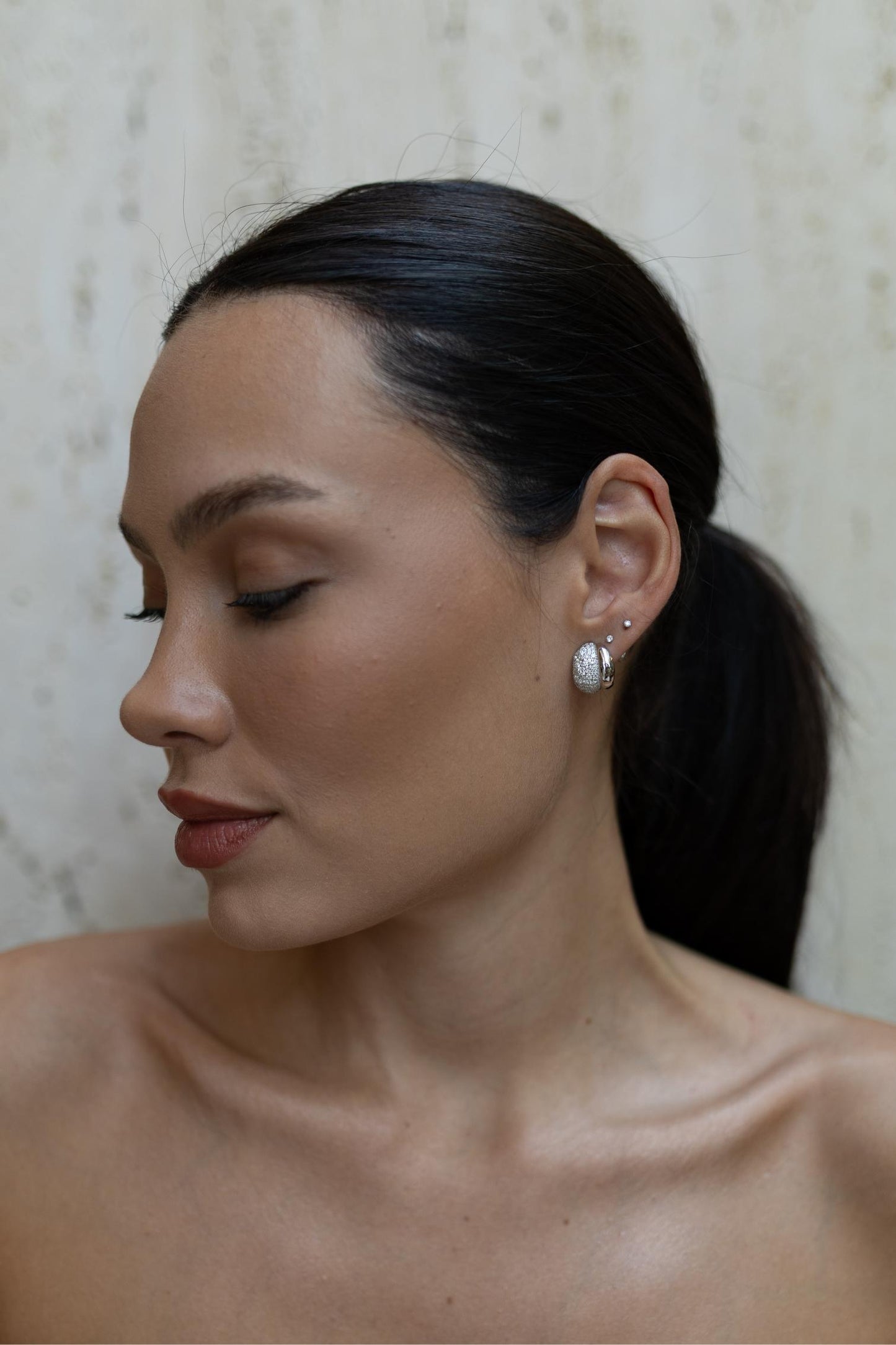 Brinco Duo Glam Moissanite Prata 925 Ródio Branco