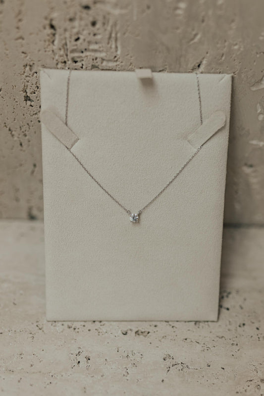 Colar Ponto de Luz Moissanite Luxo 5mm Prata 925 Ródio Branco