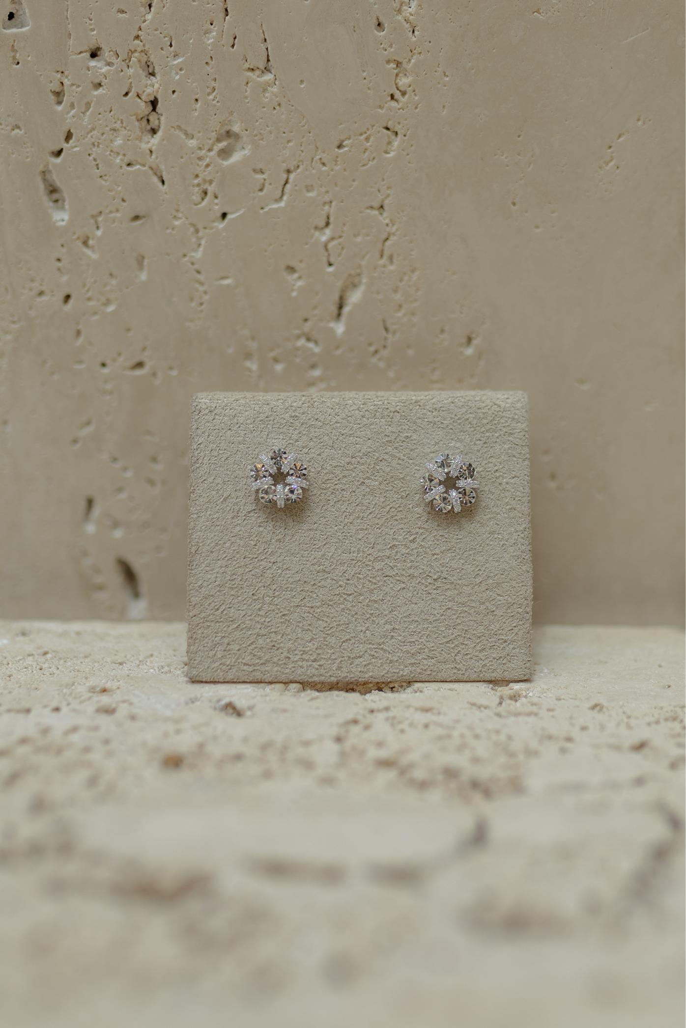 Brinco Flor Prata 925 Ródio Branco