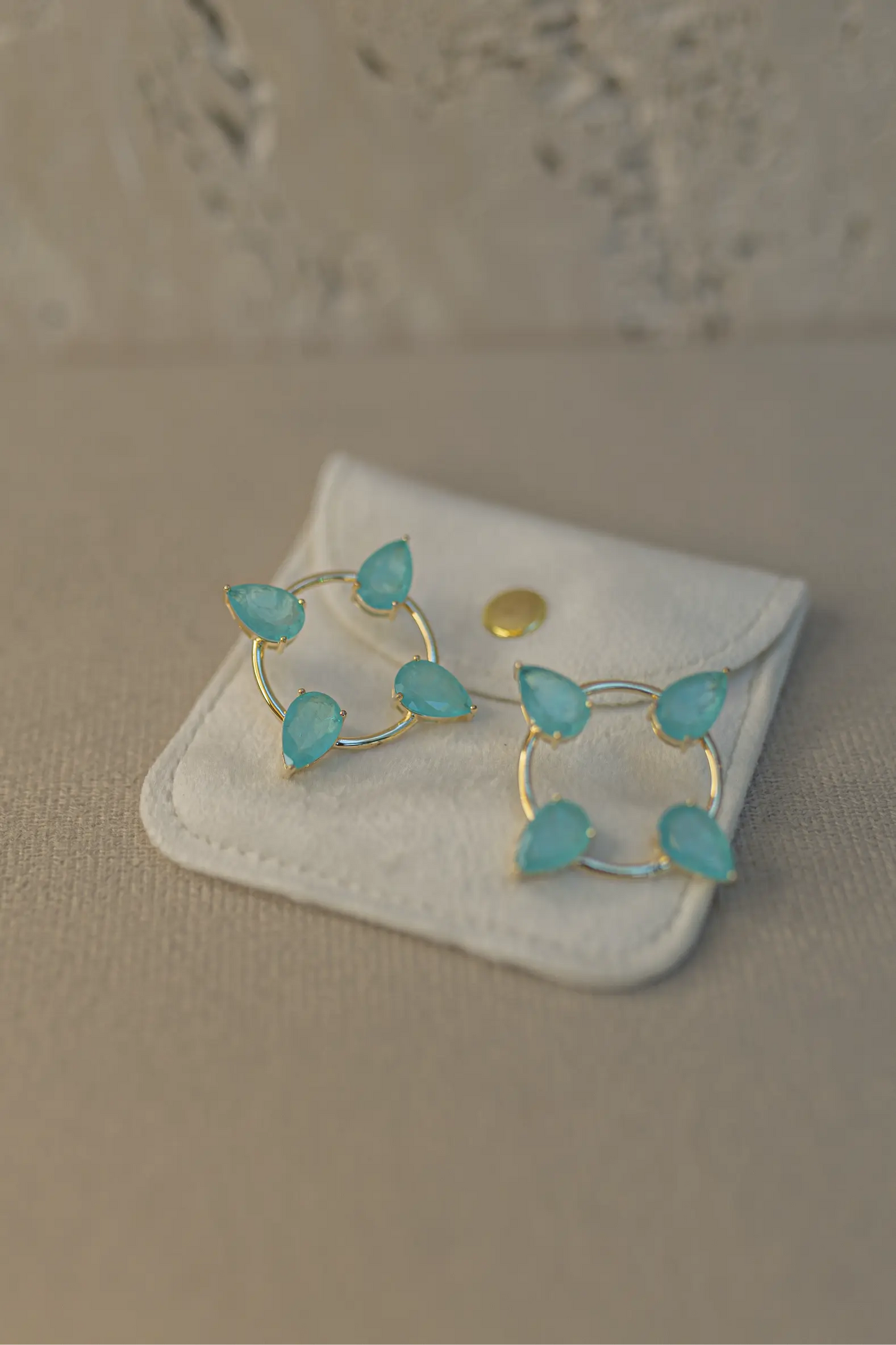 Brinco Frontal 4 Gotas Fusion Turmalina Dourado