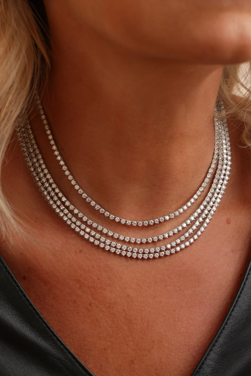 Colar Riviera 2.5mm 45cm Moissanite Prata 925 Ródio Branco