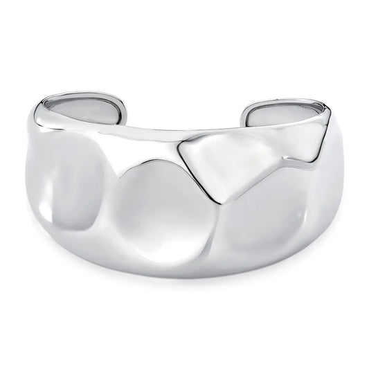 Bracelete Inspo Aberto Texturizado Liso Ródio Branco
