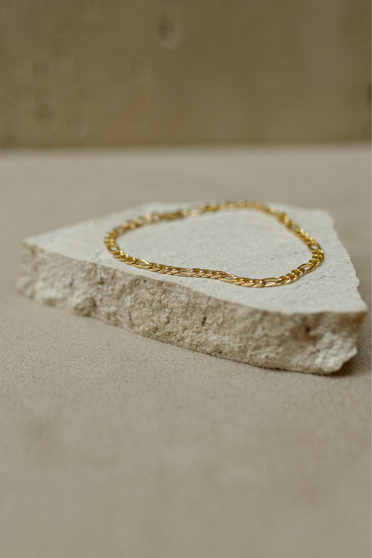 Pulseira Masculina Elos Fígaro Dourado