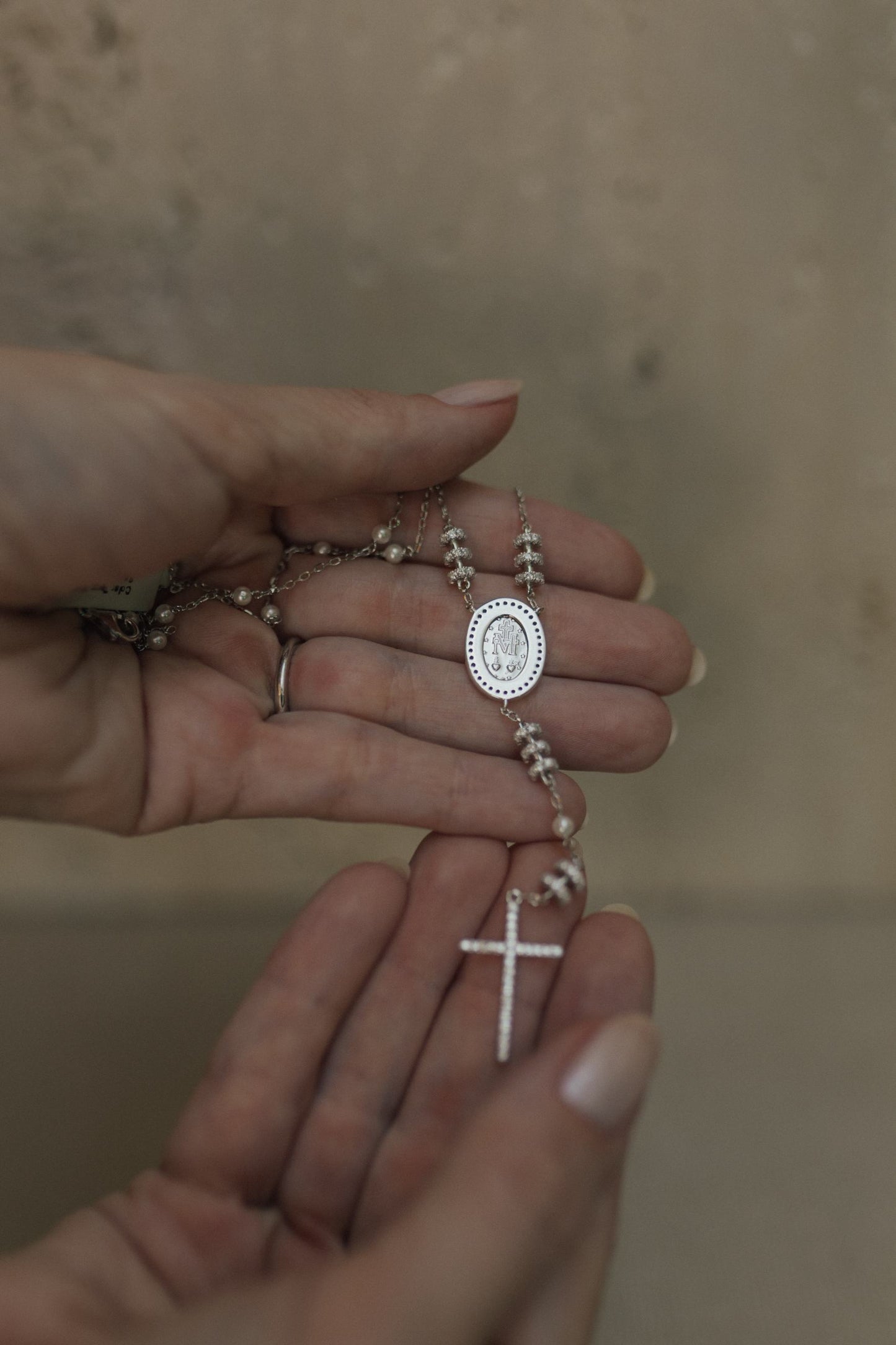 Colar Terço Nossa Senhora das Graças Prata 925