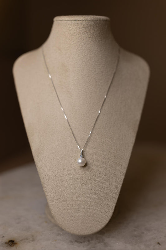 Colar Pérola Cristal Prata 925 Ródio Branco