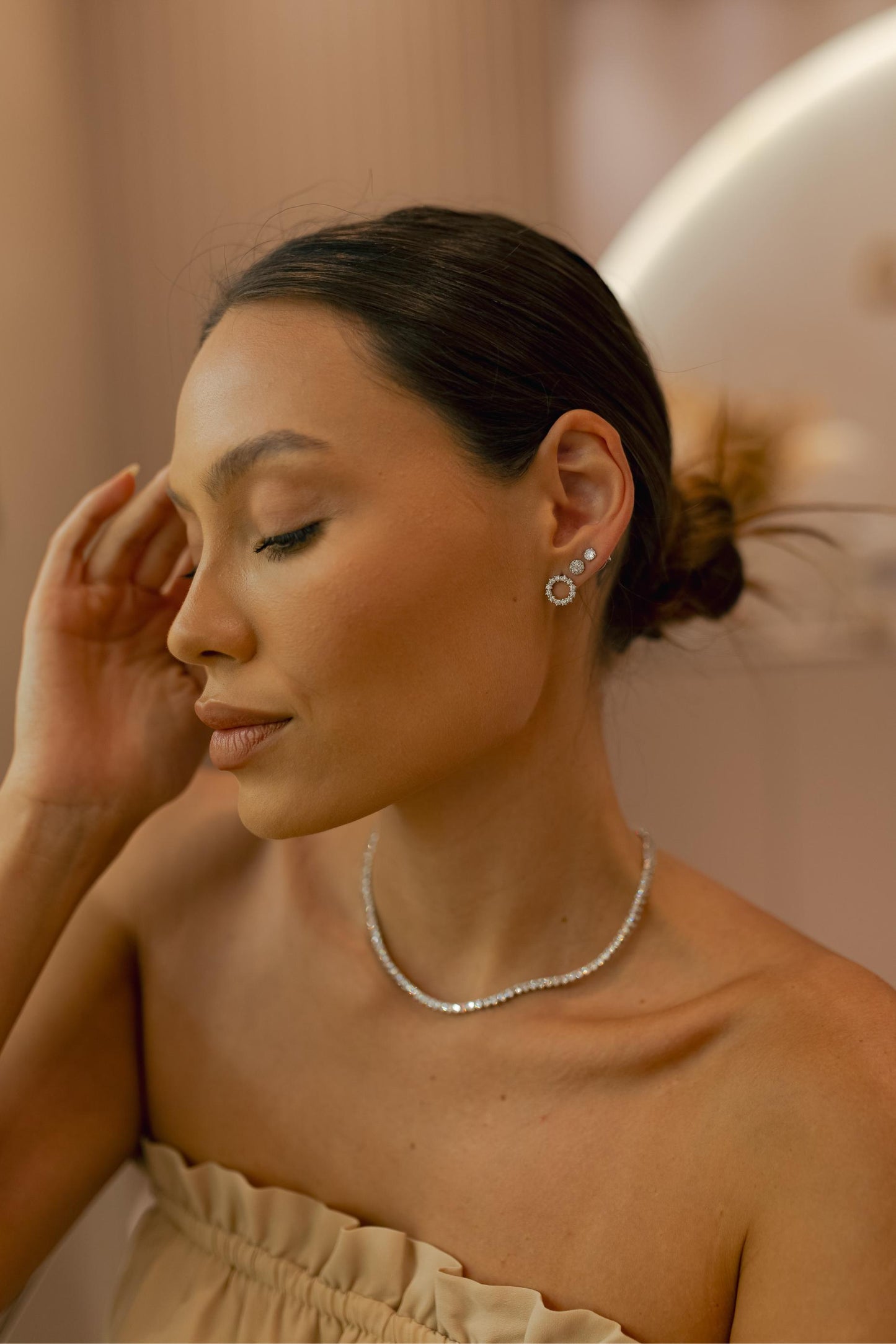 Colar Riviera 3mm 40cm Ródio Branco