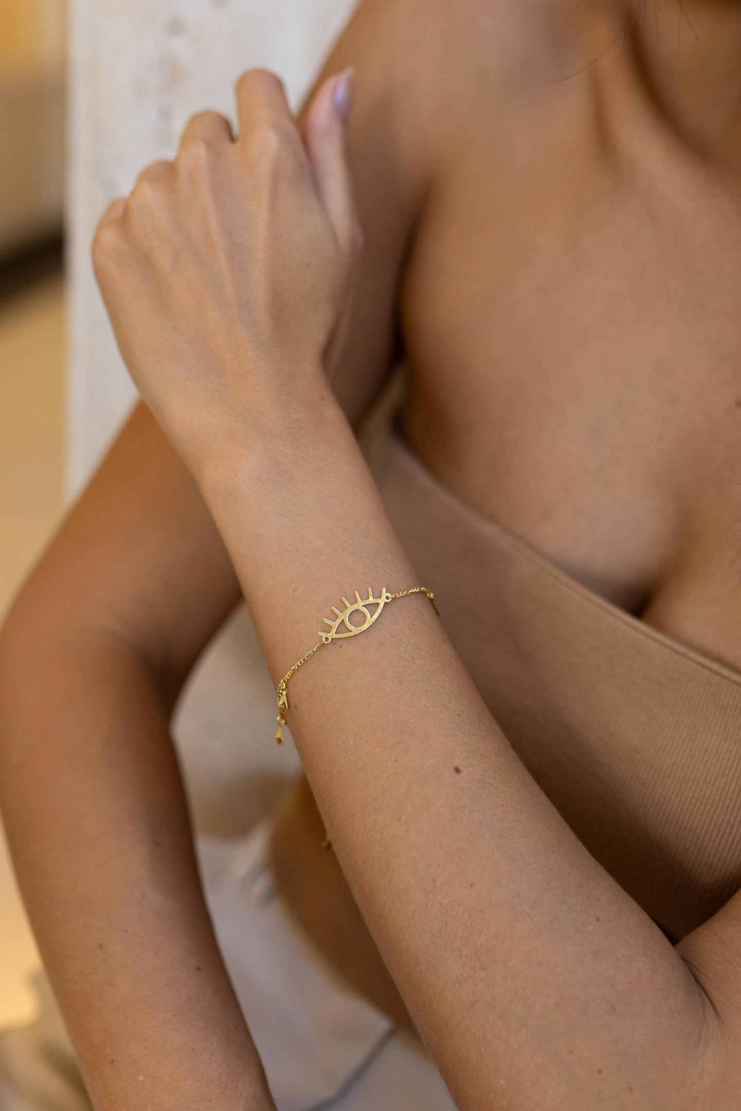 Pulseira Olho Grego Vazado Dourado