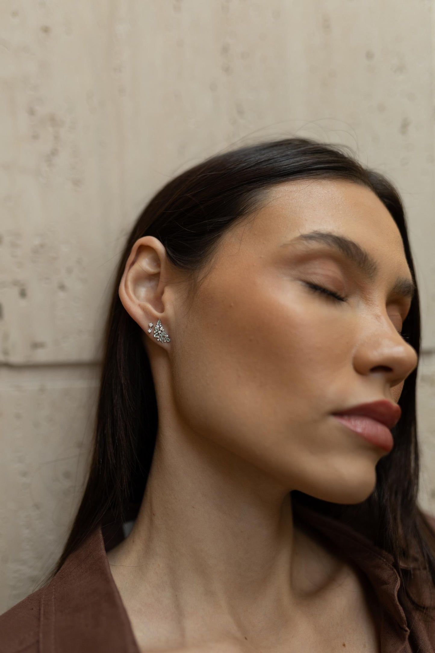 Brinco Mini Ear Cuff Gotas Acqua Prata 925 Ródio Branco