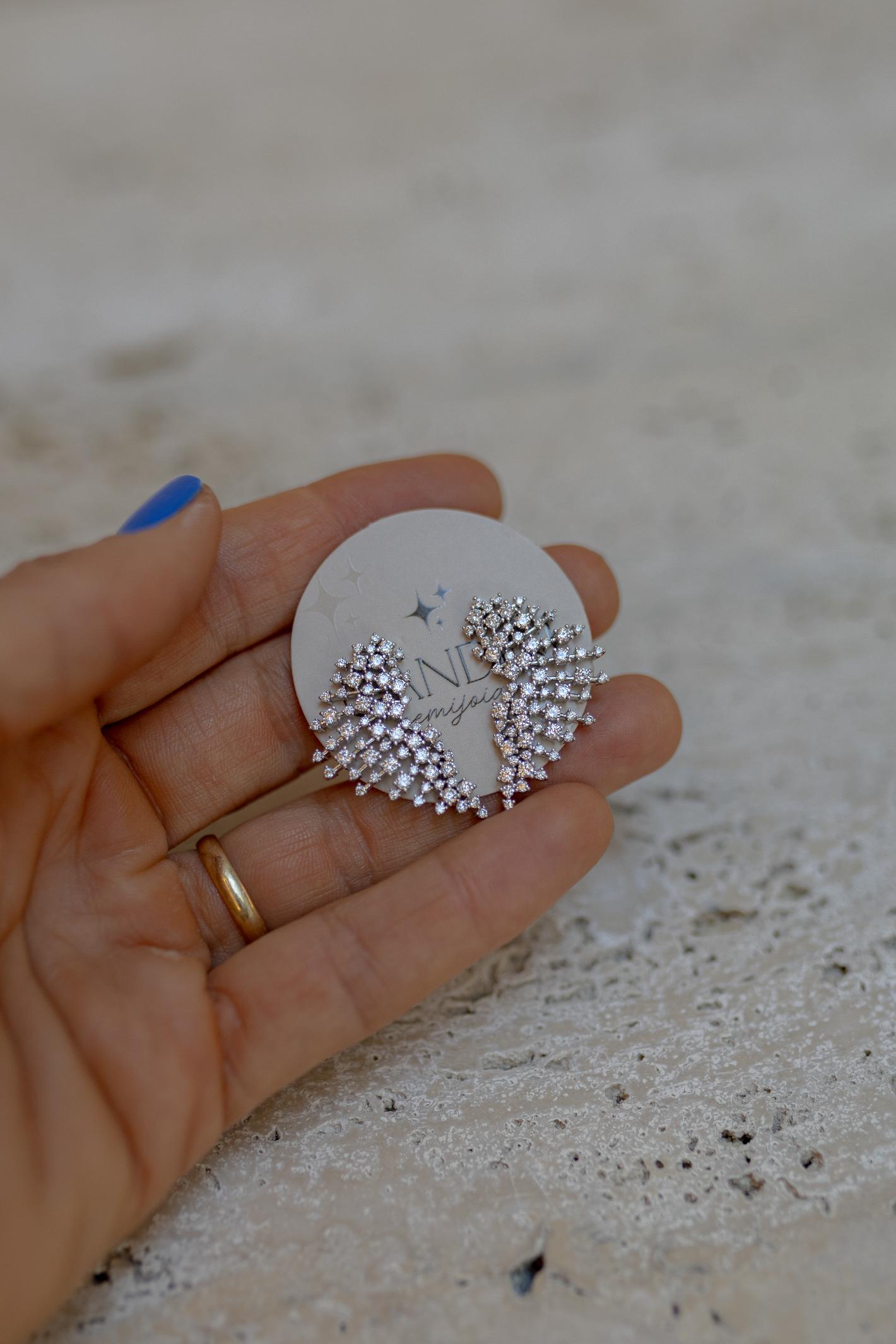Brinco Ear Cuff Glam Ródio Branco