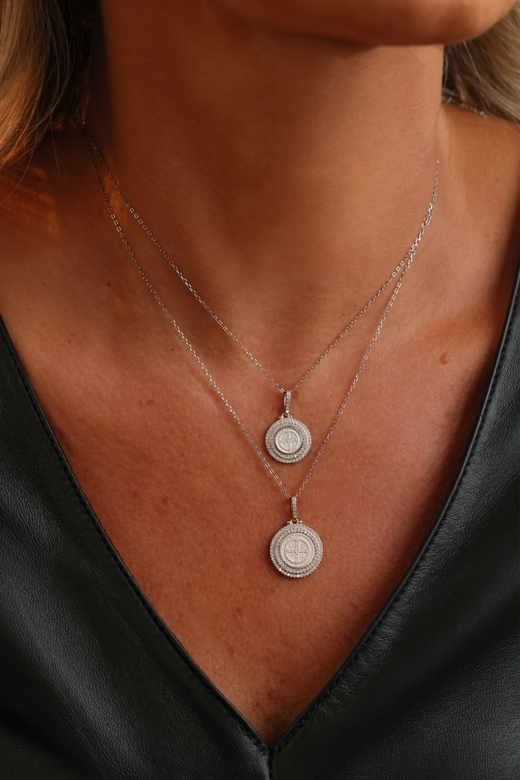 Colar São Bento Cravejado Moissanite Prata 925 Ródio Branco
