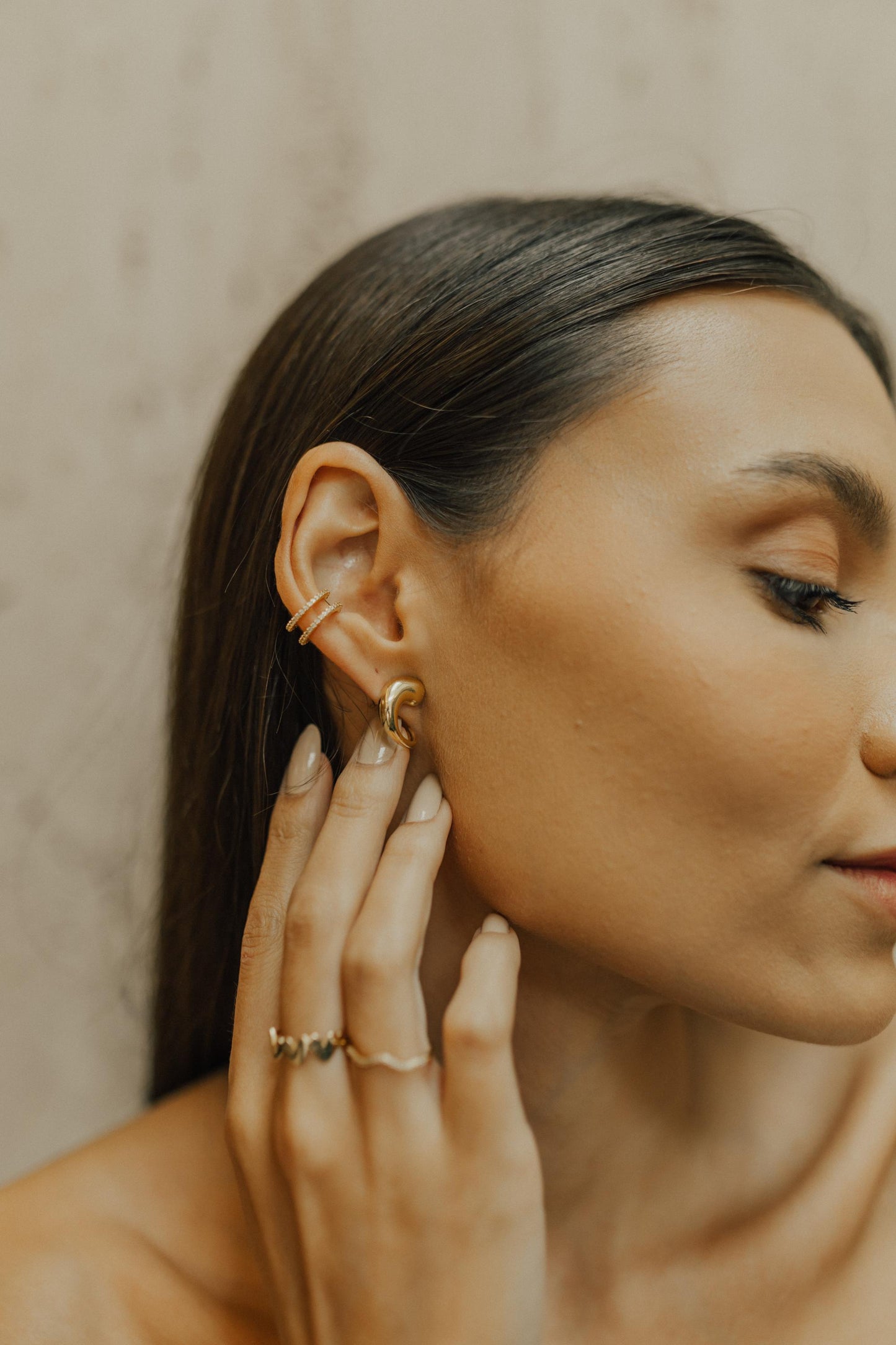 Piercing Fake Duplo Cravejado Ouro