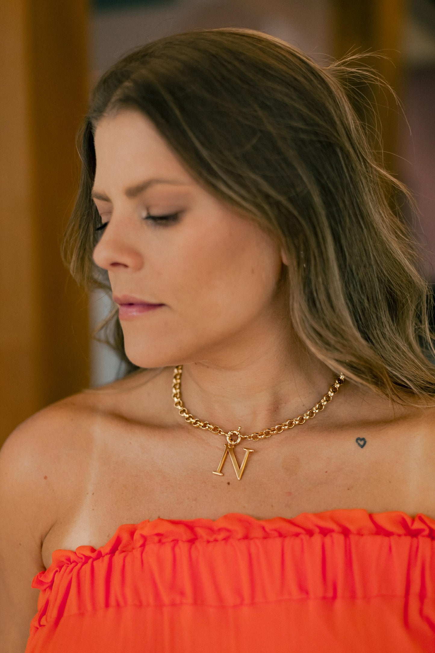 Pingente Design Letra Dourado