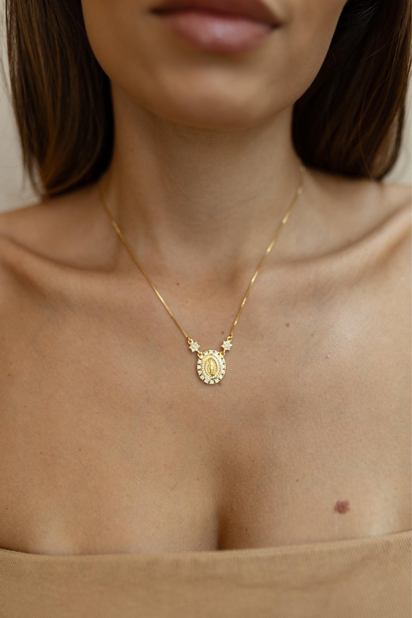 Colar Nossa Senhora das Graças Medalha Dourado