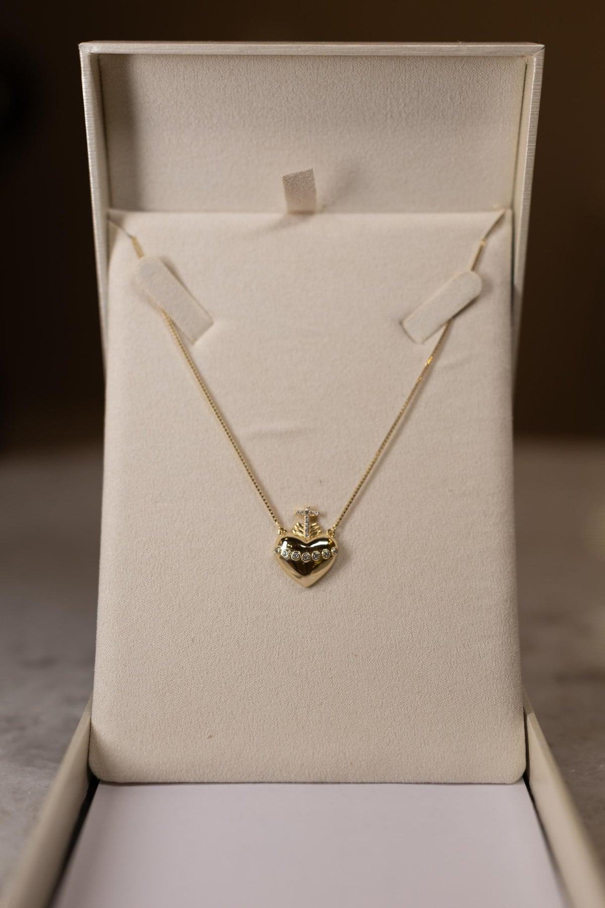 Colar Coração Moissanite Prata 925 Dourado