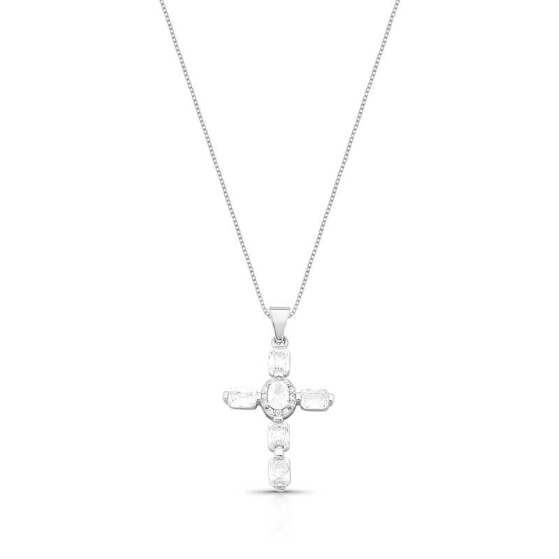 Colar Crucifixo Prata 925 Ródio Branco