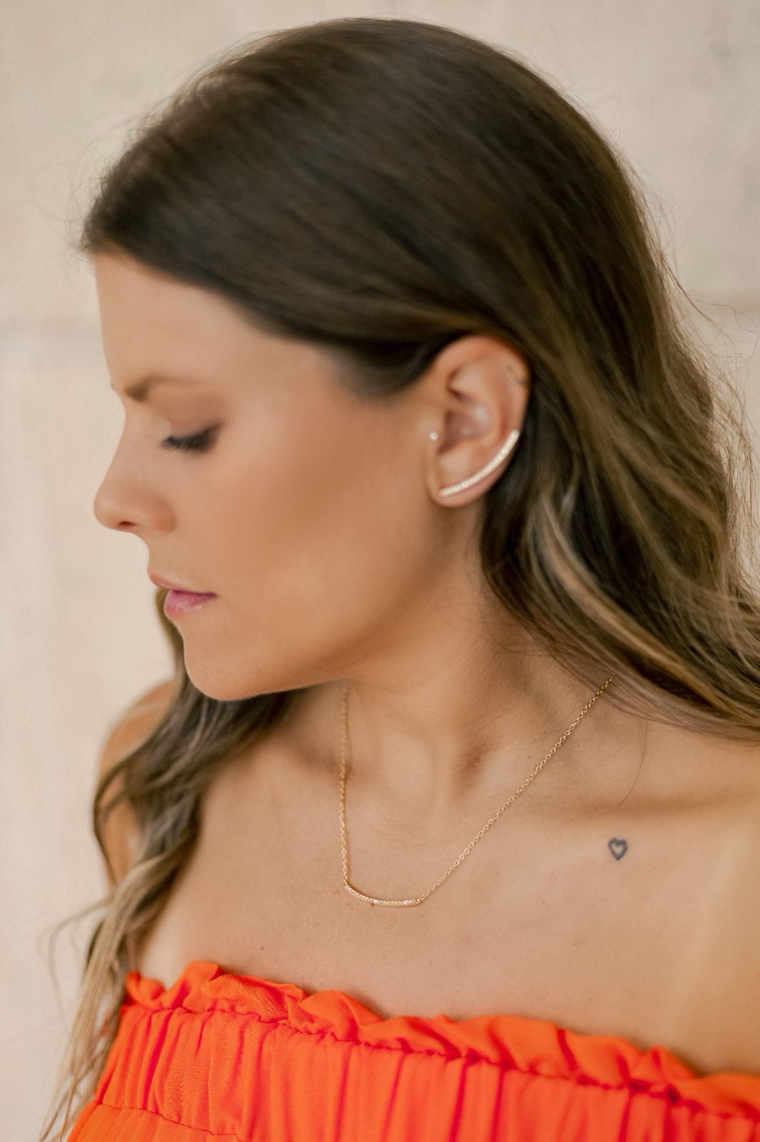 Colar com Pingente de Zircônias Cristal Ouro