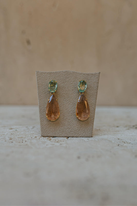 Brinco Pêndulo Oval Gota G Dourado
