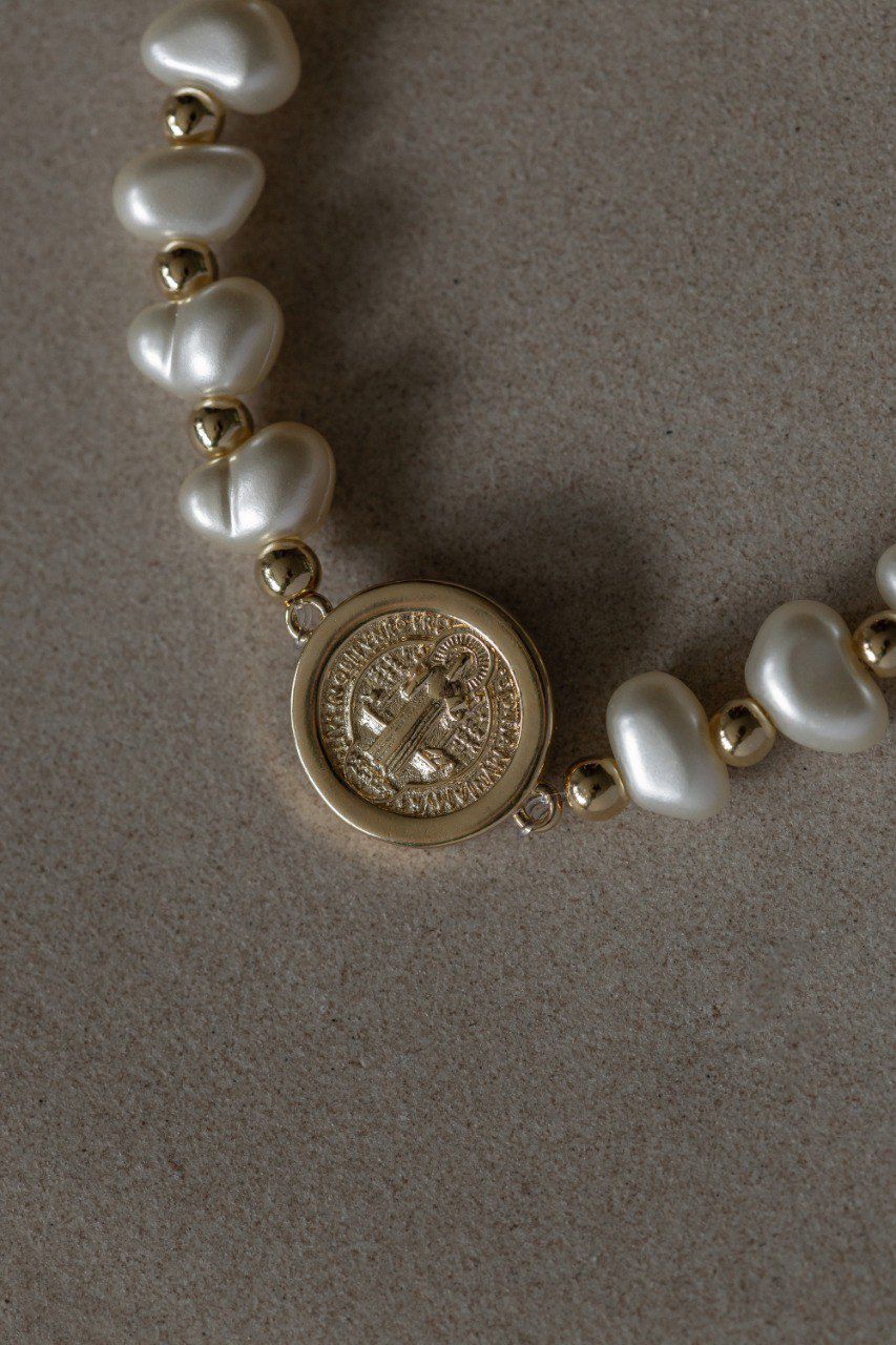 Pulseira São Bento Pérolas Dourado