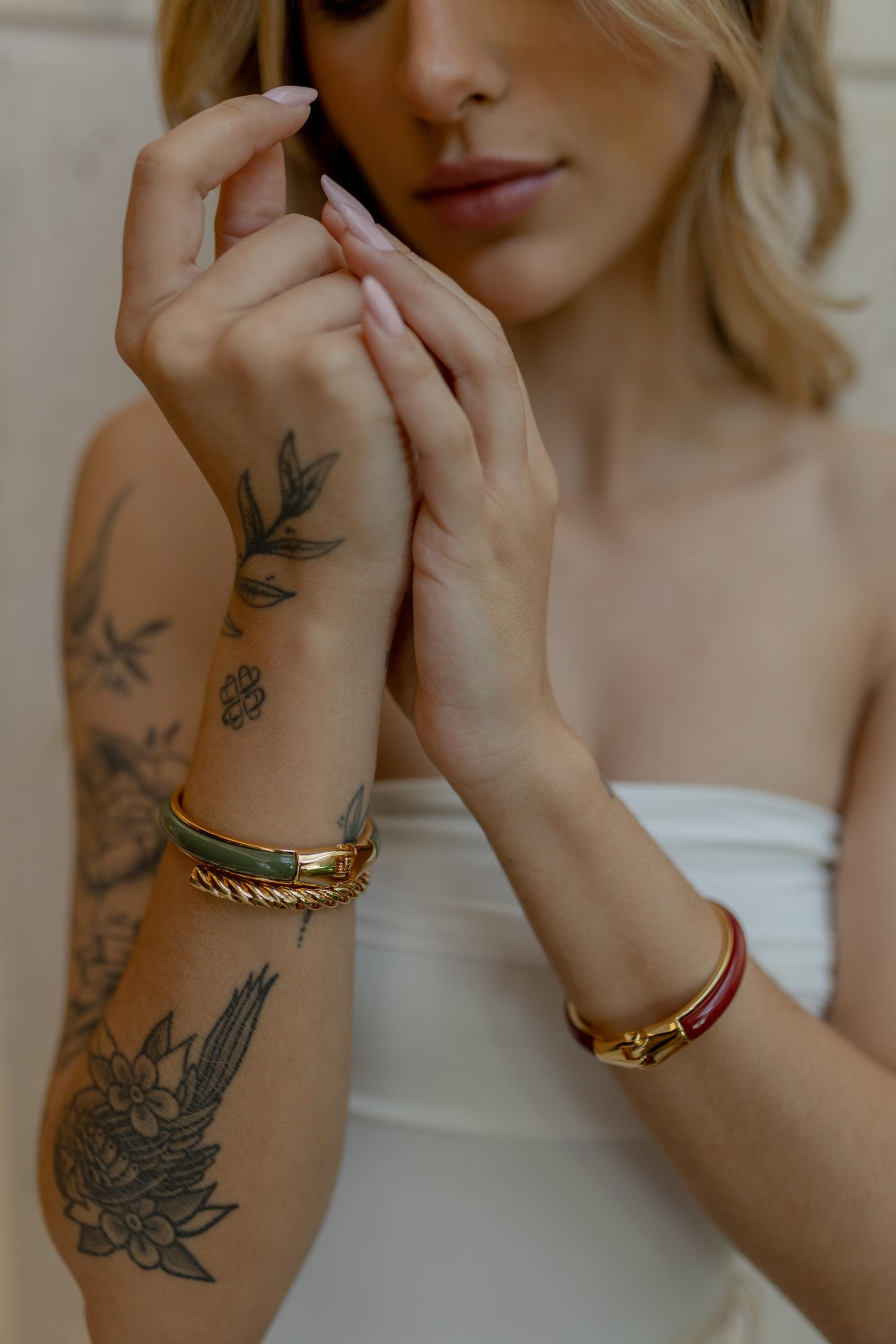 Bracelete Verde Musgo Dourado