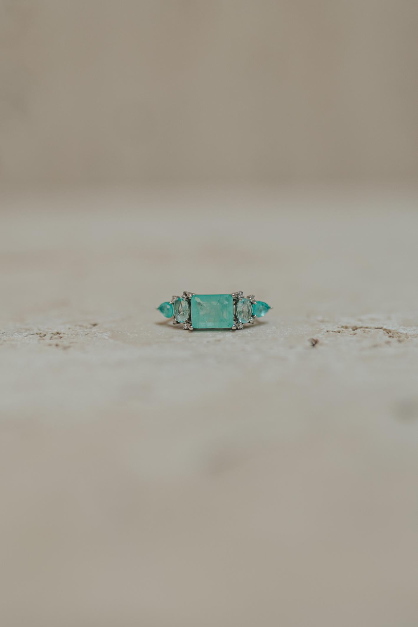 Anel Esmeralda Colombiana Quadrada Cristal Prata 925