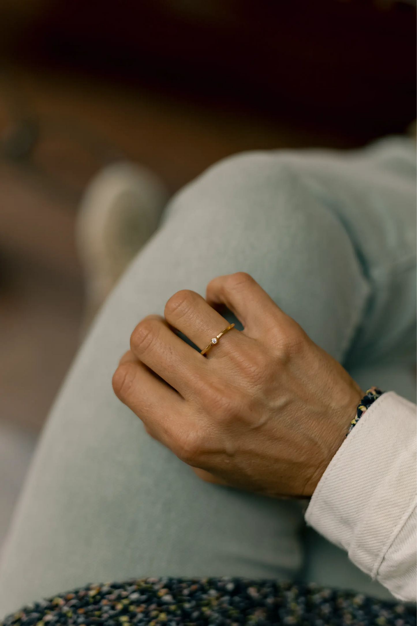 Anel Solitário Dourado