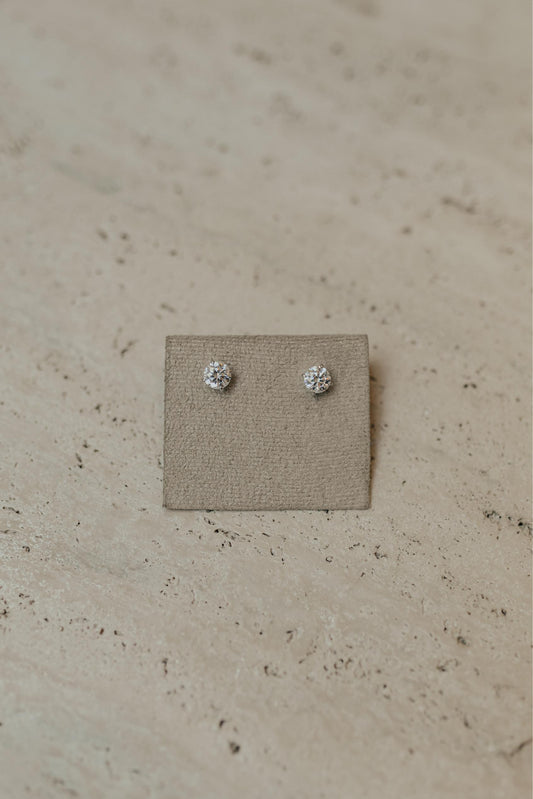 Brinco Solitário 8mm Moissanite Prata 925 Ródio Branco
