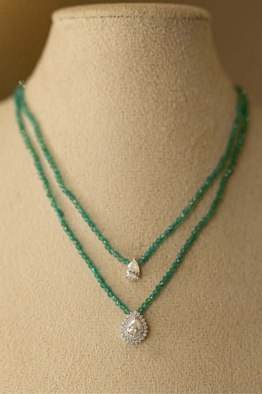 Colar Pedras Naturais Pingente Cravejado Moissanite Prata 925 Ródio Branco