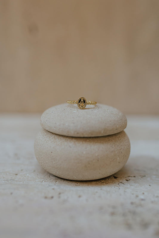 Anel Bolinhas Nossa Senhora das Graças Prata 925 Dourado