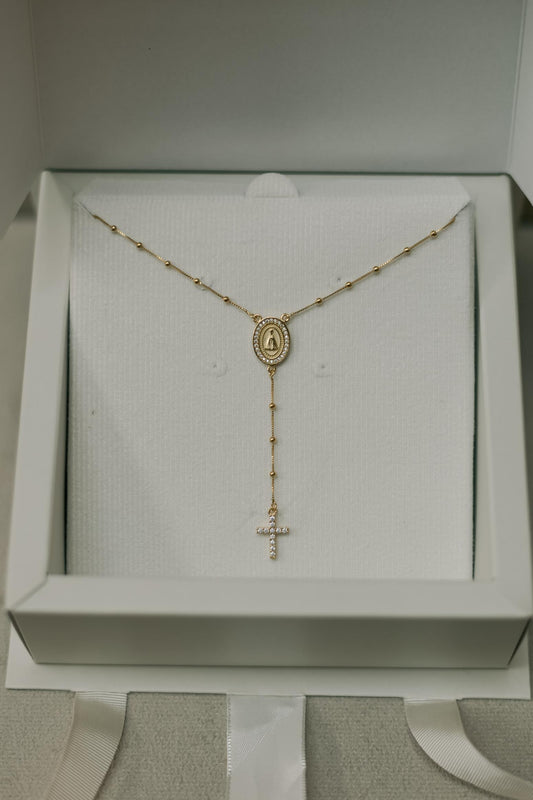 Colar Terço Nossa Senhora Aparecida Dourado